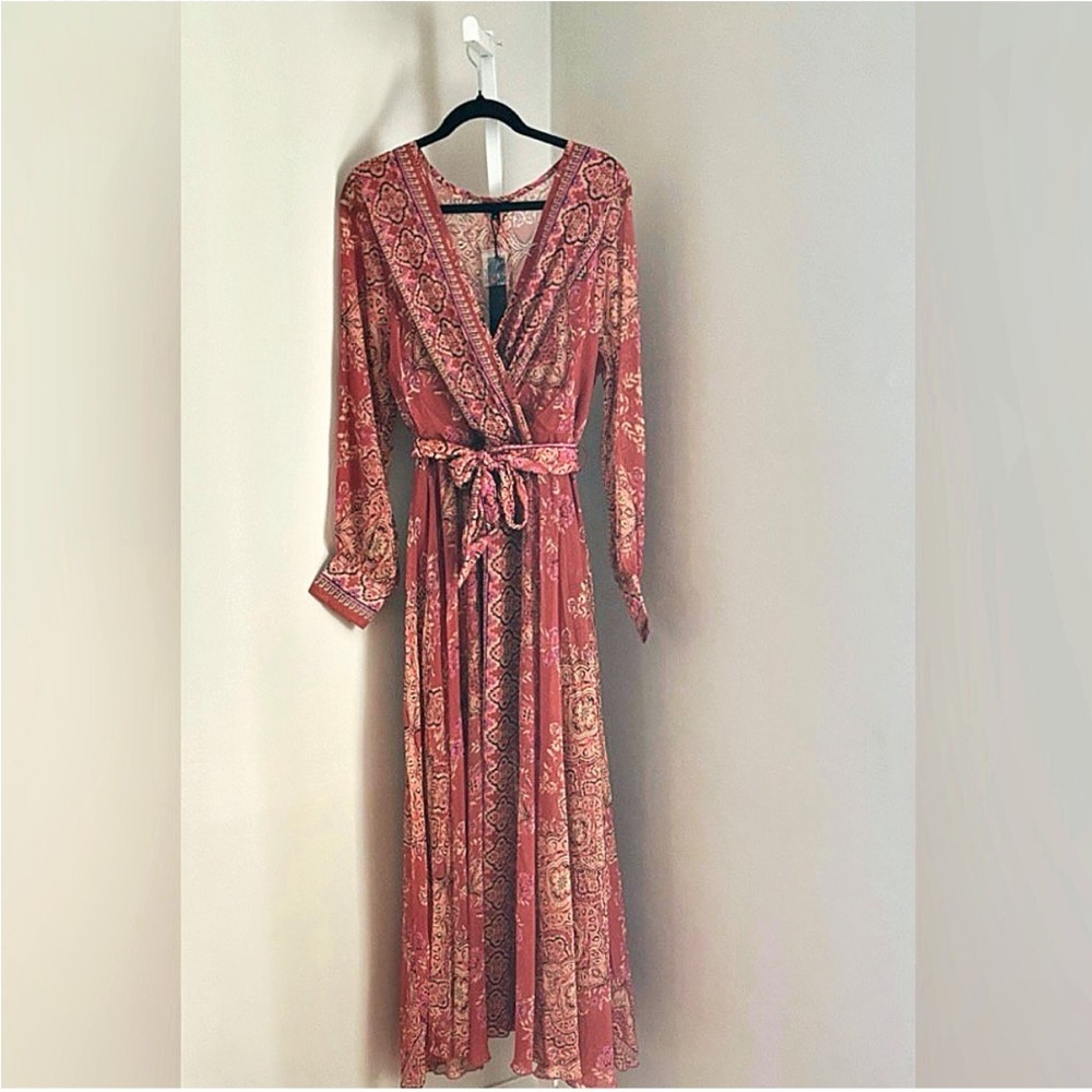 Spy Zone Exchange Bohemian Gypsy Faux Wrap Ethnic Print Maxi Dress Size XL - Picture 5 of 8